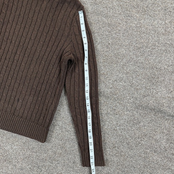 Vintage Jeanne Pierre Brown Cableknit Pullover Sweater Women’s S 100% Cotton 90s - Picture 6 of 11